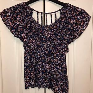 Floral Cut-Out Back Top